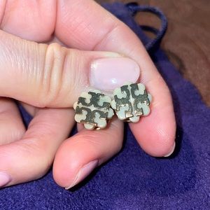 Tory Burch stud earrings with nude enamel detail